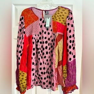 NWT Women’s Anthropologie 3X Plus Size Long Sleeve Flowy Blouse